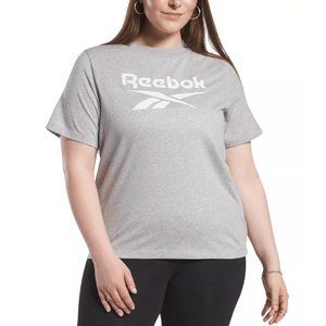 REEBOK Women's Short Sleeve Logo Graphic T-Shirt Grey 1X